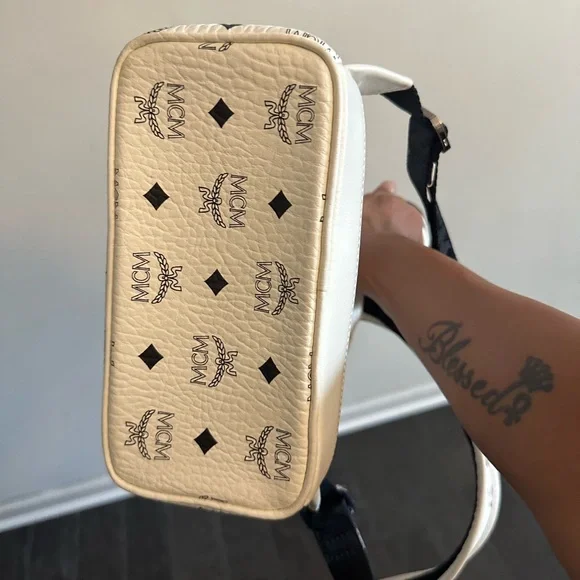 MCM White and Pink Studded Backpack - Picture 8 of 16